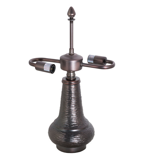 Meyda Lighting Sutter 15" 2-Light Mahogany Bronze Accent Table Lamp With Amber Mica Shade Glass