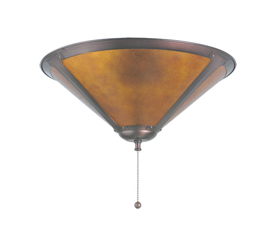 Meyda Lighting Sutter 17" Mahogany Bronze Flush Mount Light With Amber Mica Shade Glass