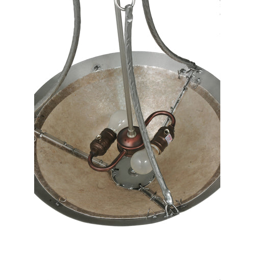Meyda Lighting Sutter 18" 2-Light Nickel Powder Inverted Pendant Light With Silver Mica Shade Glass