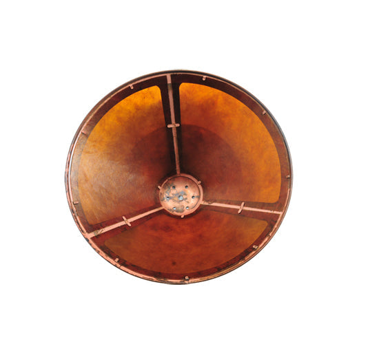 Meyda Lighting Sutter 19" Washed Copper Table Lamp With Amber Mica Shade Glass