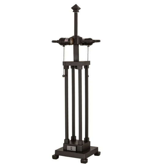Meyda Lighting Sutter 28" 2-Light Timeless Bronze Table Lamps With Silver Mica Shade Glass
