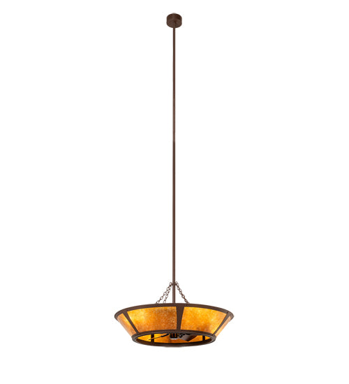 Meyda Lighting Sutter 48" 8-Light Cafe Noir Chandelier With Amber Mica Shade Glass and Fan