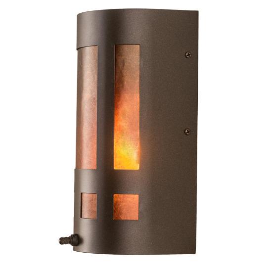 Meyda Lighting Sutter 5" Mahogany Bronze Wall Sconce With Amber Mica Shade Glass