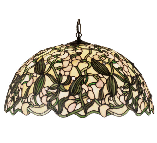 Meyda Lighting Sweet Pea 21" 3-Light Mahogany Bronze Pendant Light With Multi-Colored Shade Glass