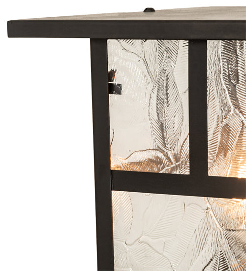 Meyda Lighting "T" Mission 13" Craftsman Brown Outdoor Deck Light With Clear Leaf Shade Glass