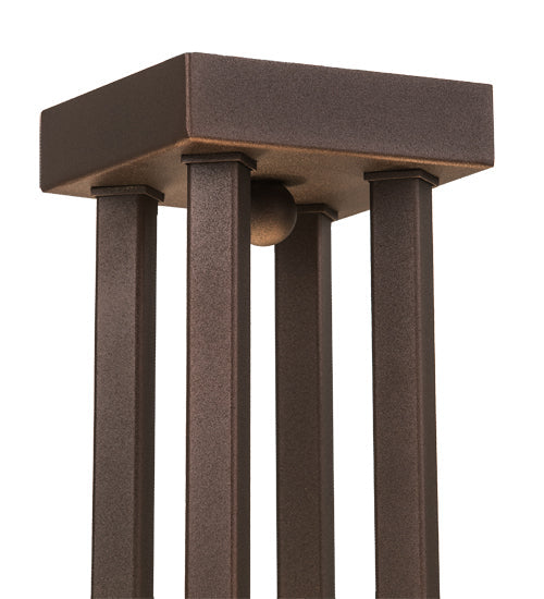 Meyda Lighting "T Mission" 34" 8-Light Mahogany Bronze Semi-flush Mount Light With Beige Shade