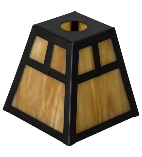 Meyda Lighting "T Mission" 9" Craftsman Brown Frame With Beige Art Shade Glass