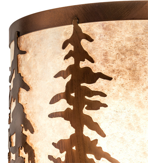 Meyda Lighting Tall Pines 12" 2-Light Vintage Copper Wall Sconce With Silver Mica Shade Glass