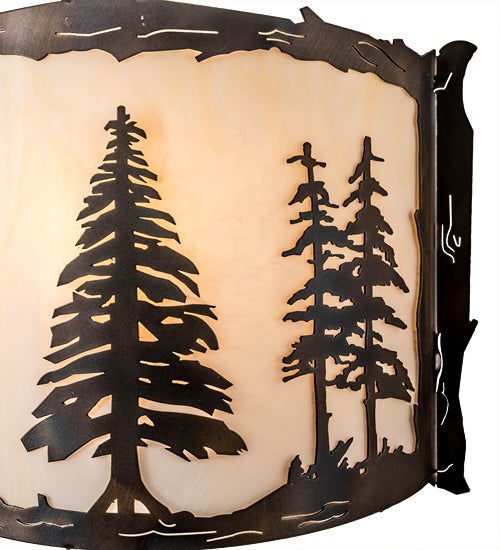 Meyda Lighting Tall Pines 12" Dark Burnished Antique Copper Wall Sconce With Creme Carrara Idalight Shade