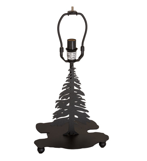 Meyda Lighting Tall Pines 14" Textured Black Accent Table Lamp With Green Shade Glass