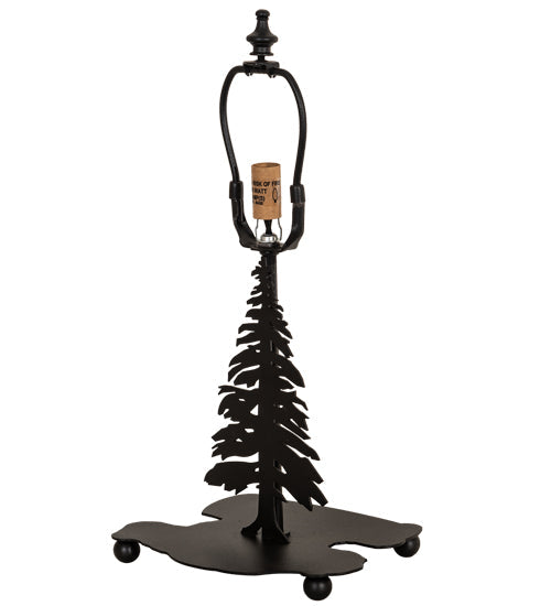 Meyda Lighting Tall Pines 15" Textured Black Mini Table Lamp With Honey Art Shade Glass