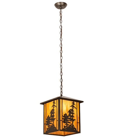 Meyda Lighting Tall Pines 16" Oil Rubbed Bronze Ceiling Pendant Light With Ambra Siena Idalight Shade