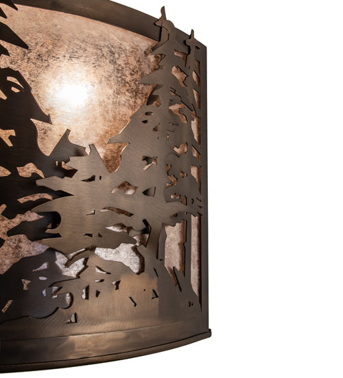 Meyda Lighting Tall Pines 20" 4-Light Antique Copper Wall Sconce With Silver Mica Shade Glass