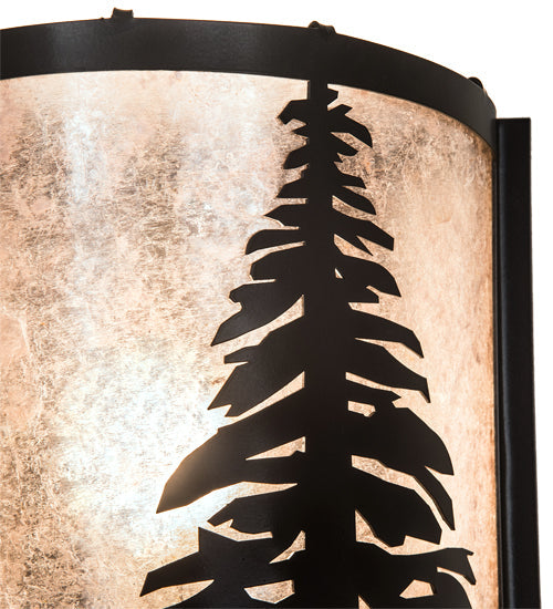 Meyda Lighting Tall Pines 200683 8" Timeless Bronze Wall Sconce With Silver Mica Shade Glass