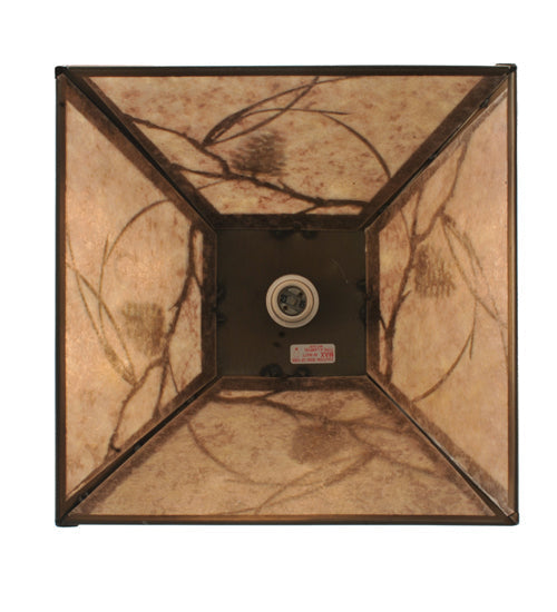 Meyda Lighting Tall Pines 22" Antique Copper Mountain Pine Pendant Light With Silver Mica Shade
