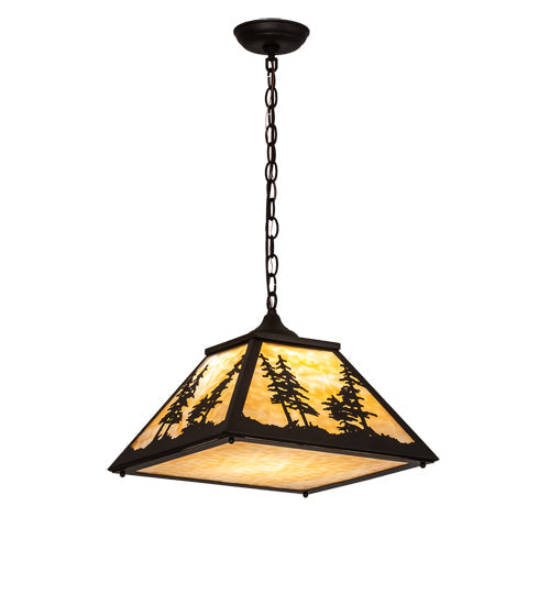 Meyda Lighting Tall Pines 22" Oil Rubbed Bronze Pendant Light With Beige Shade Glass