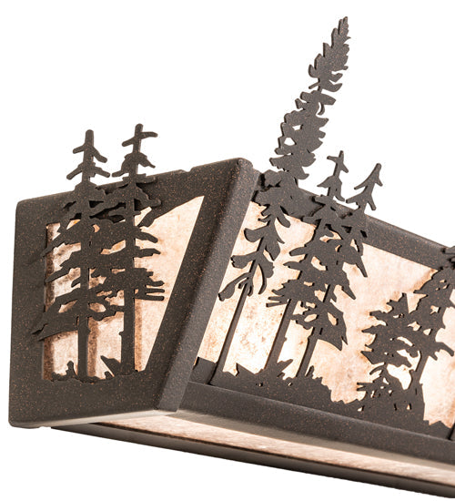 Meyda Lighting Tall Pines 30" 4-Light Dark Roast Vanity Light With Silver Mica Shade Glass