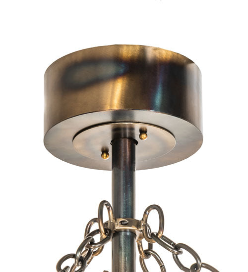 Meyda Lighting Tall Pines 36" 4-Light Light Burnished Antique Copper Inverted Pendant Light With Silver Mica Shade Glass