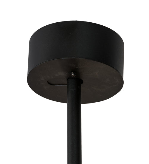 Meyda Lighting Tall Pines 36" 4-Light Textured Black Inverted Pendant Light With Amber Mica Shade Glass