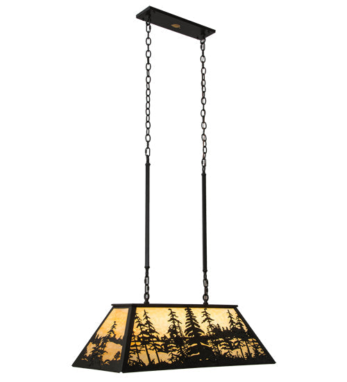 Meyda Lighting Tall Pines 36" 6-Light Timeless Bronze Island Pendant Light With Beige Shade Glass