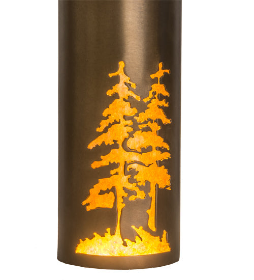 Meyda Lighting Tall Pines 4" Antique Copper Mini Pendant Light With Amber Mica Shade Glass