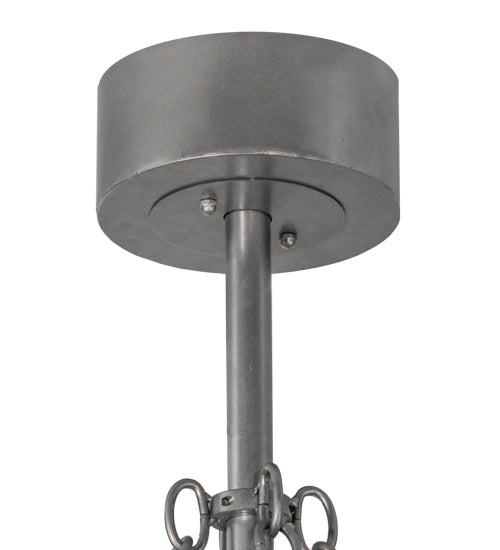 Meyda Lighting Tall Pines 44" 11-Light Nickel Chandelier With Silver Mica Shade Glass and Silver Fan