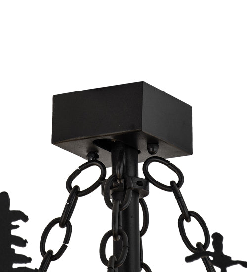 Meyda Lighting Tall Pines 45" 11-Light Black Chandelier With Beige Sahara Taupe Idalight Shade Glass and Fan