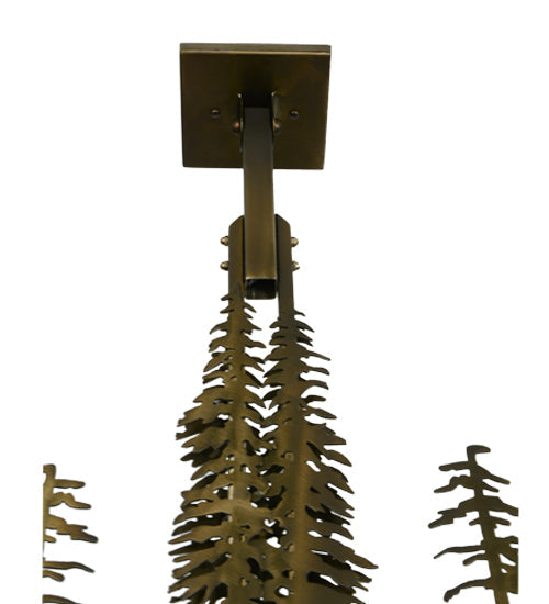 Meyda Lighting Tall Pines 45" 3-Light Antique Copper Island Pendant Light With Amber Mica Shade Glass