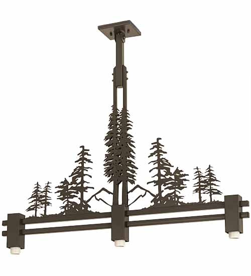 Meyda Lighting Tall Pines 45" 3-Light Timeless Bronze Island Pendant Light With Amber Mica Shade Glass