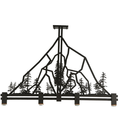 Meyda Lighting Tall Pines 60" 4-Light Oil Rubbed Bronze Island Pendant Light With Silver Mica Shade Glass