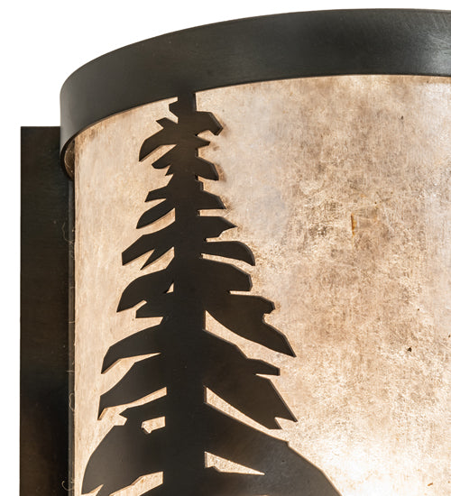 Meyda Lighting Tall Pines 9" Dark Burnished Antique Copper Wall Sconce With Silver Mica Shade Glass