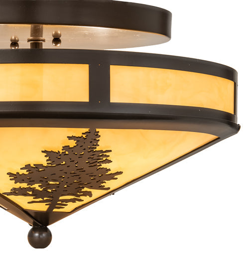 Meyda Lighting Tamarack 16" 2-Light Timeless Bronze Flush Mount Light With Tawnyrock Idalight Shade