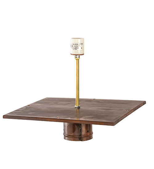 Meyda Lighting Tamarack 16"Sq Vintage Copper Outdoor Post Mount Light With Beige Travertine Idalight Shade