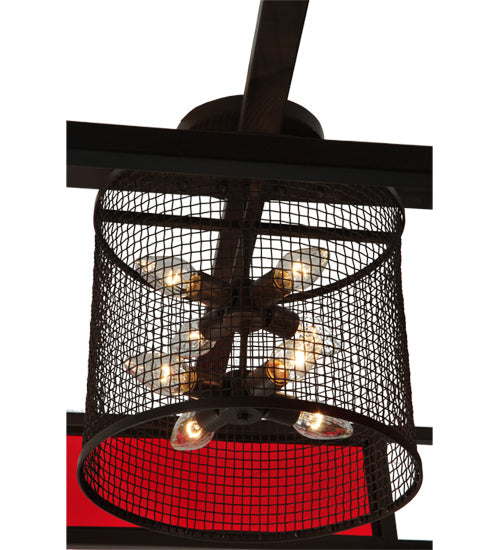 Meyda Lighting Tavern 85" 8-Light Cafe Noir Flush Mount Light With Cerise Idalight Shade Glass