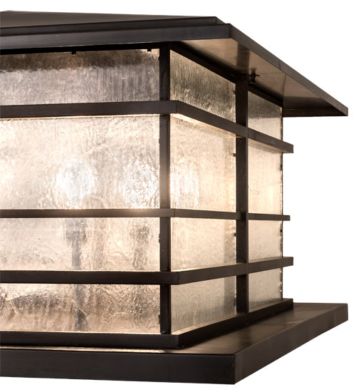 Meyda Lighting Tea House 48" 4-Light Craftsman Brown Outdoor Pier Mount Light With Clear Seeded Shade Glass