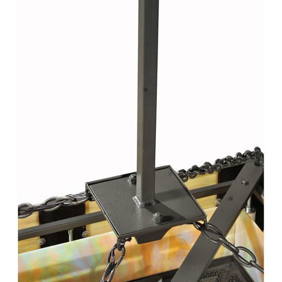 Meyda Lighting Tempo Mission 60" 24-Light Timeless Bronze Chandelier With Multi-Colored Shade Glass and Black Fan