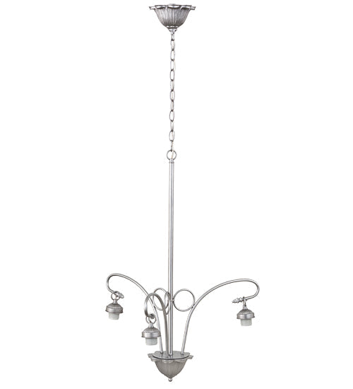 Meyda Lighting Terra Bone 24" 3-Light Nickel Chandelier With Beige Shade Glass