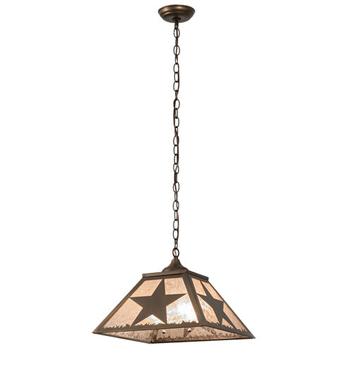 Meyda Lighting Texas Star 22" 2-Light Antique Copper Pendant Light With Silver Mica Shade Glass