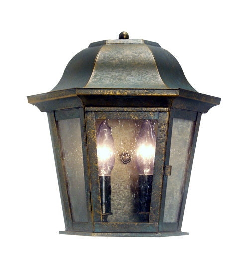 Meyda Lighting Tiamo 11" 2-Light Antique Rust Wall Sconce With Clear Seeded Shade Glass