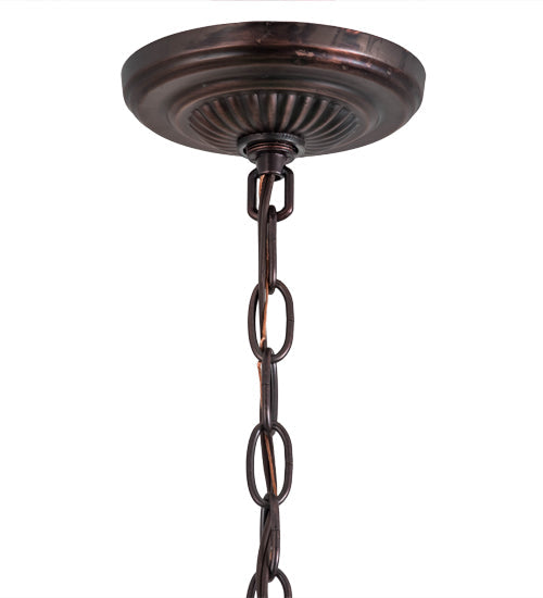 Meyda Lighting Tiffany Cabbage Rose 22" 3-Light Mahogany Bronze Pendant Light With Multi-Colored Shade Glass