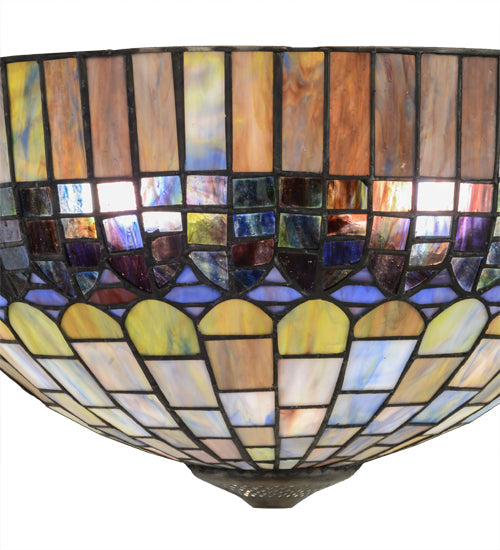 Meyda Lighting Tiffany Candice 16" 2-Light Craftsman Brown Wall Sconce With Multi-Colored Shade Glass
