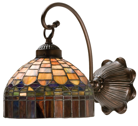 Meyda Lighting Tiffany Candice 18689 8" Mahogany Bronze Wall Sconce With Multi-Colored Shade Glass