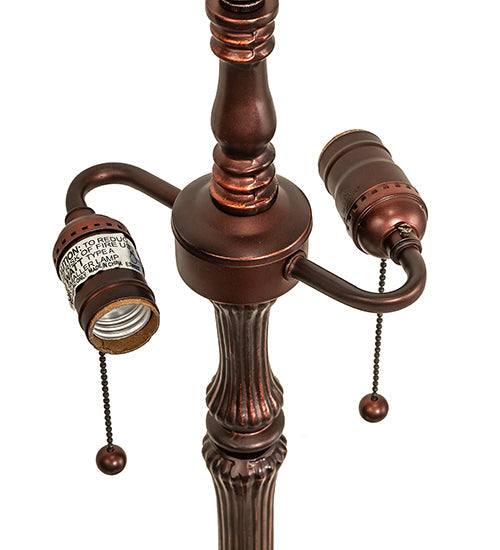 Meyda Lighting Tiffany Candice 23" 2-Light Mahogany Bronze Table Lamp With Multi-Colored Stained Shade Glass