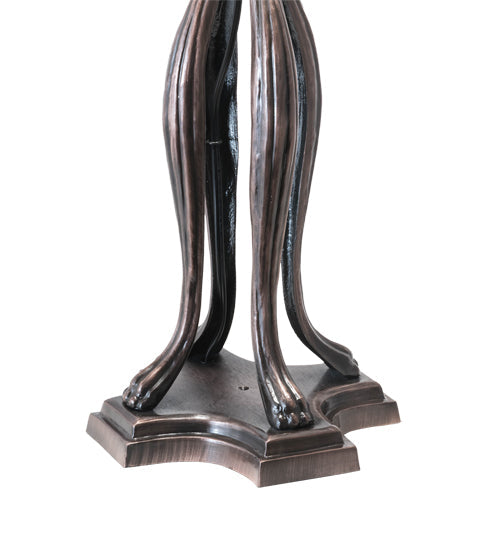 Meyda Lighting Tiffany Cherry Blossom 30" 3-Light Mahogany Bronze Table Lamp With Multi-Colored Shade Glass