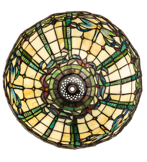 Meyda Lighting Tiffany Dragonfly 12"W x 7"H Multi-Colored Stained Shade Glass