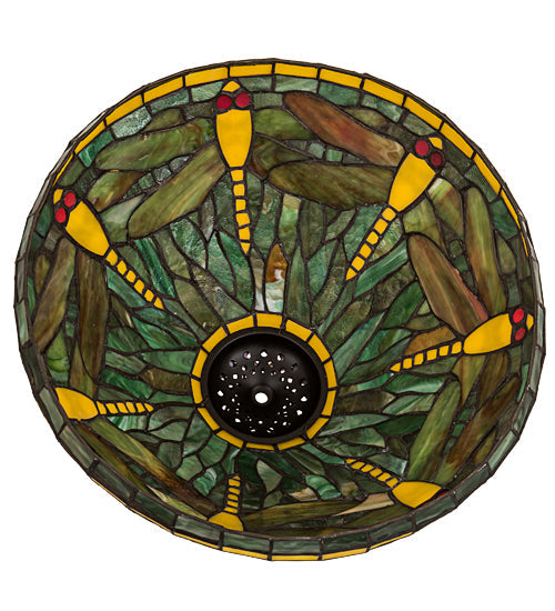 Meyda Lighting Tiffany Dragonfly 16" Multi-Colored Stained Shade Glass