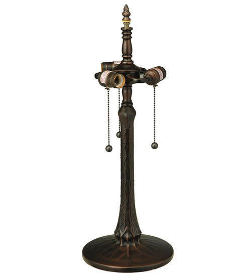 Meyda Lighting Tiffany Dragonfly 22" 3-Light Mahogany Bronze Table Lamp With Multi-Colored Stained Shade Glass