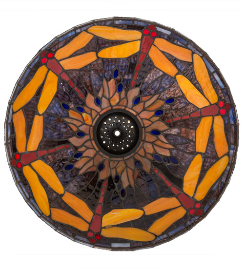 Meyda Lighting Tiffany Hanginghead Dragonfly 17" Multi-Colored Cone Shade Glass