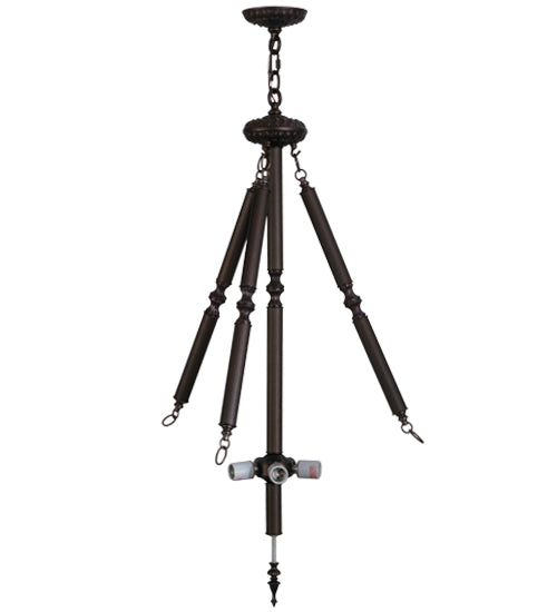 Meyda Lighting Tiffany Hanginghead Dragonfly 22" 5-Light Mahogany Bronze Inverted Pendant Light With Multi-Colored Shade Glass