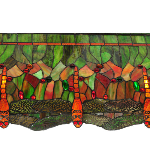 Meyda Lighting Tiffany Hanginghead Dragonfly 40" 6-Light Island Pendant Light With Multi-Colored Shade Glass